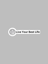 Thumbnail for graphic of a white sticker on grey background that has a qr code on the left and live your best life on right